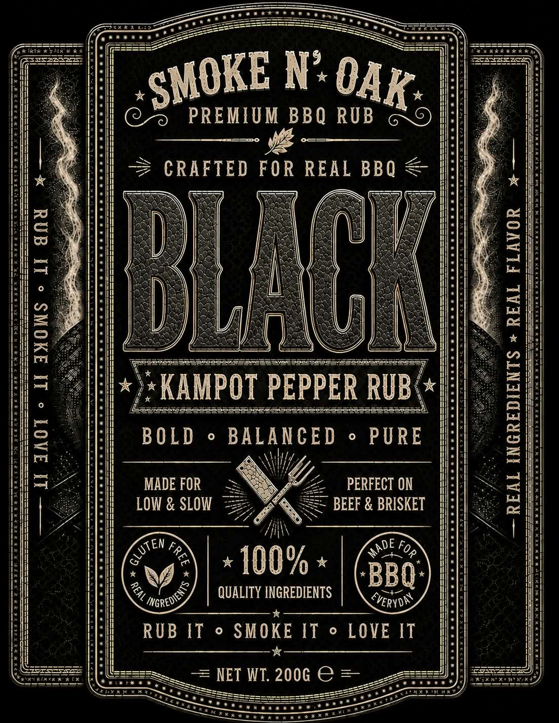 Smoke N' Oak BLACK Kampot Pepper Rub label